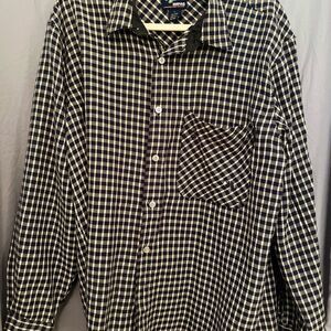 Plaid Black and White Casual Button Down Shirt